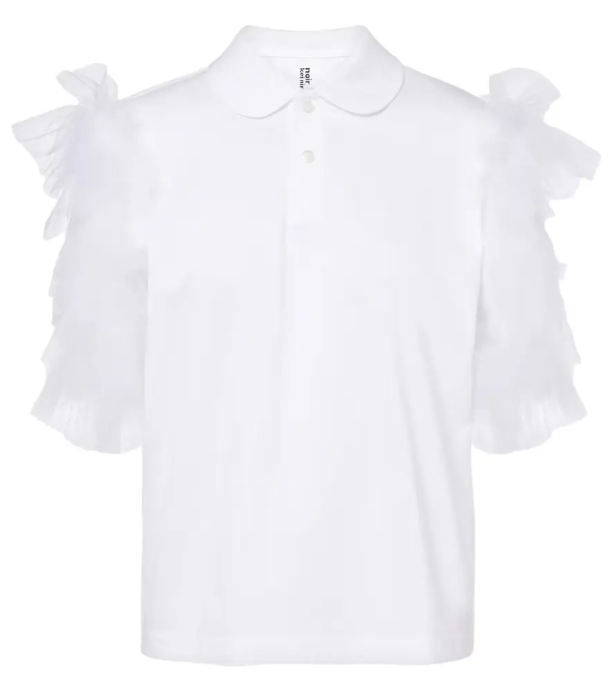 Noir Kei Ninomiya Tulle-trimmed cotton polo shirt