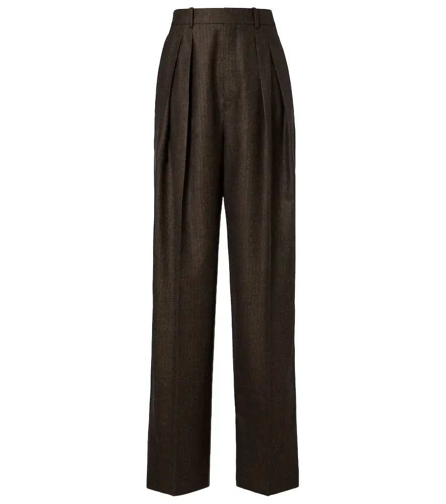 Saint Laurent Herringbone wool wide-leg pants