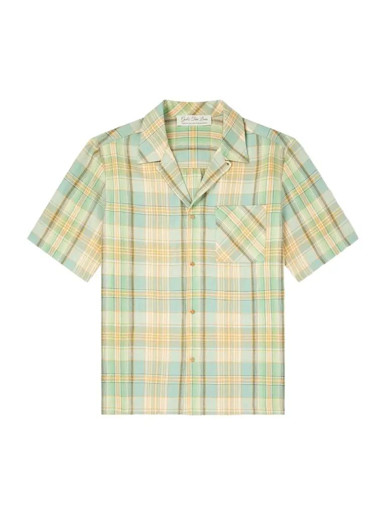 God's True Cashmere Convertible-Collar Checked Linen Shirt - Men