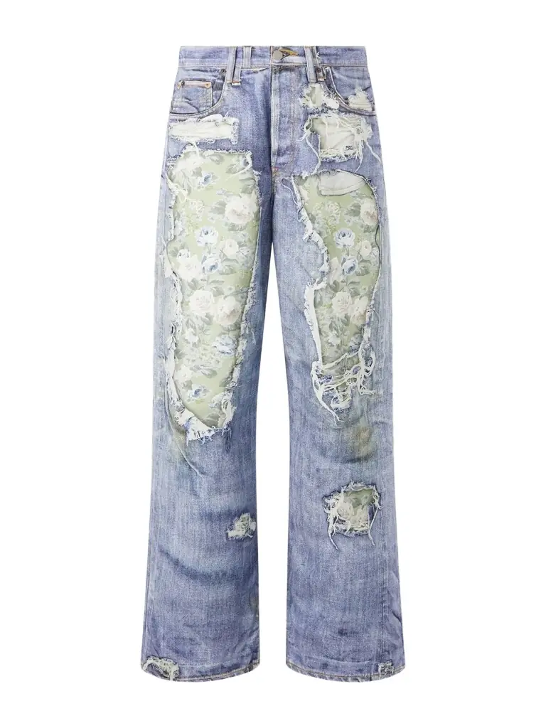 Acne Studios Wide-Leg and Rose-Printed Cotton Jeans - Men