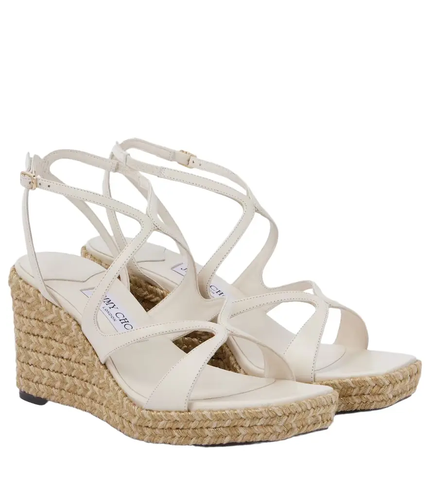 Jimmy Choo Ayla 85 leather espadrille wedges