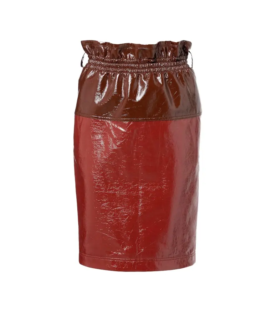 Saint Laurent Coated cotton pencil skirt