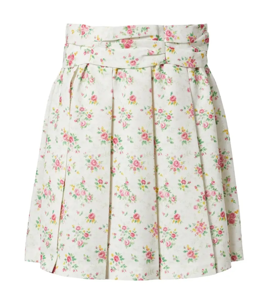 Shushu/Tong Floral pleated miniskirt