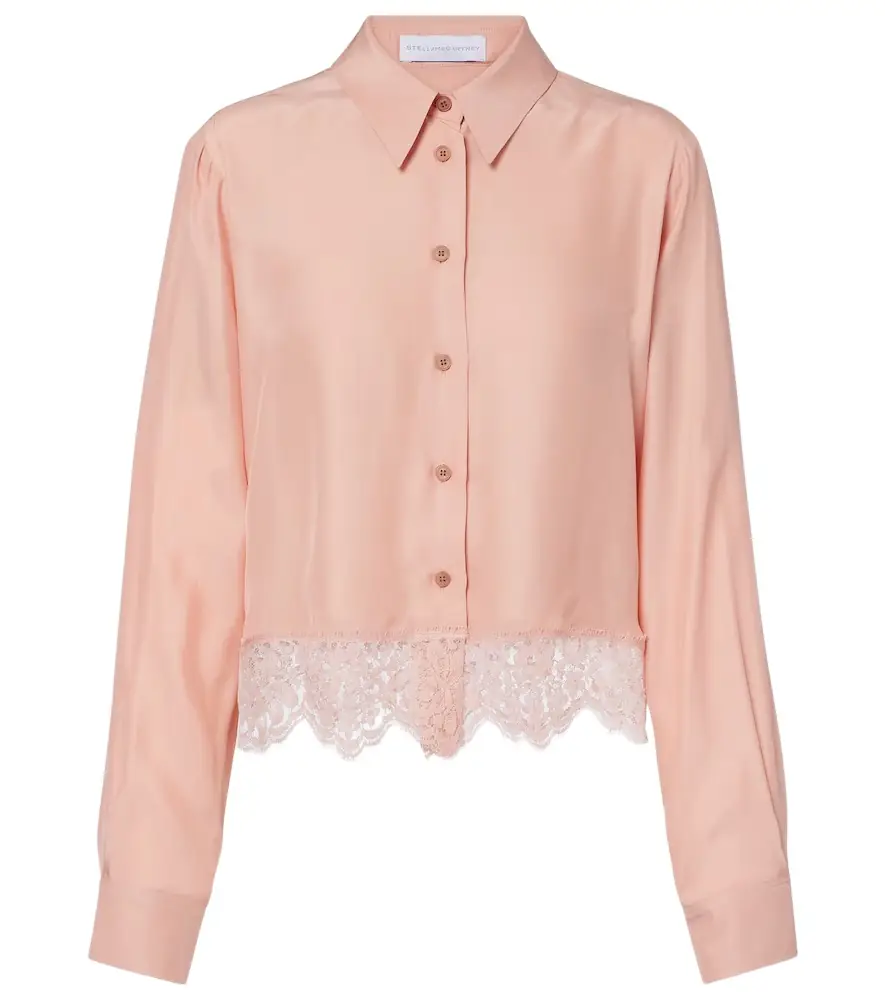 Stella McCartney Floral lace-trimmed silk shirt