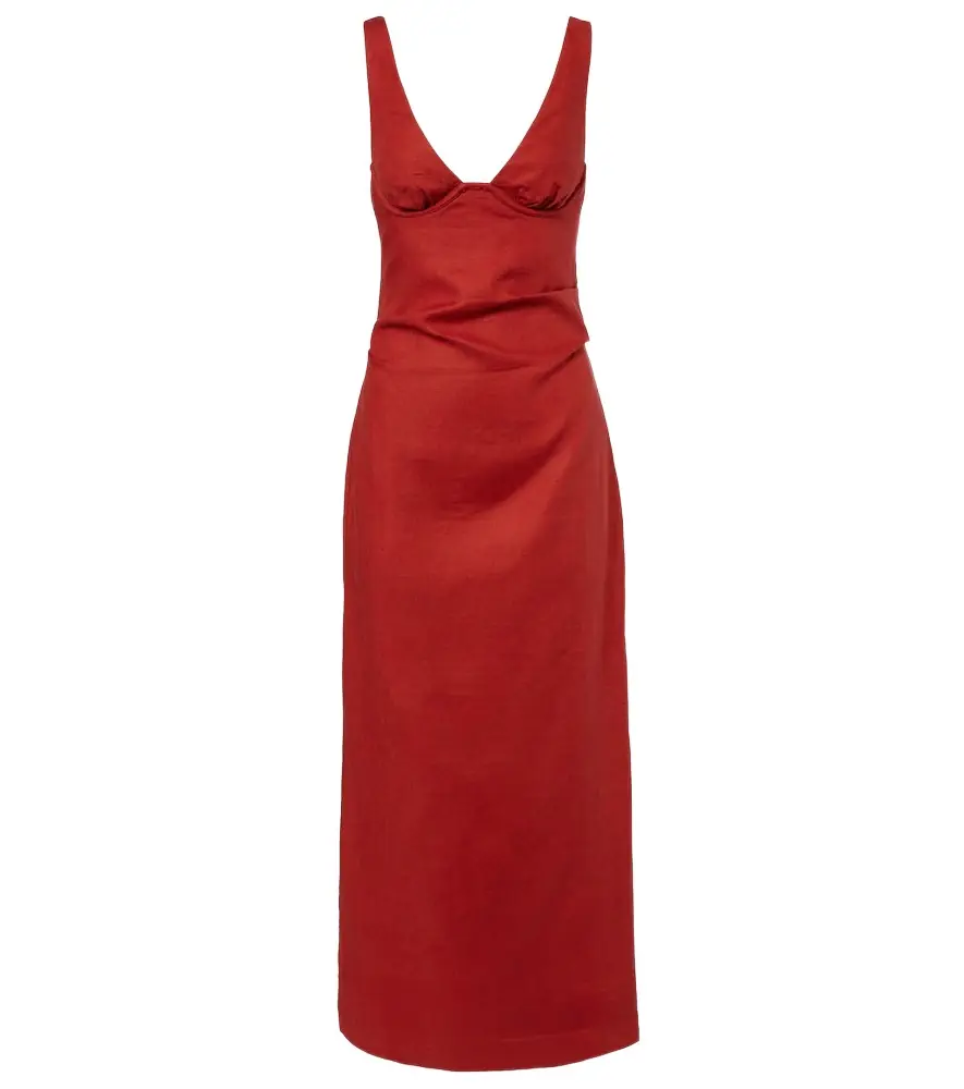 SIR Draped linen midi dress