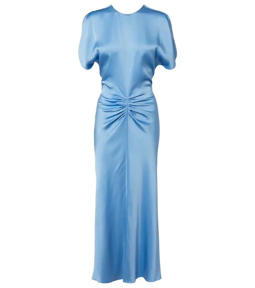 Victoria Beckham Gathered satin midi dress