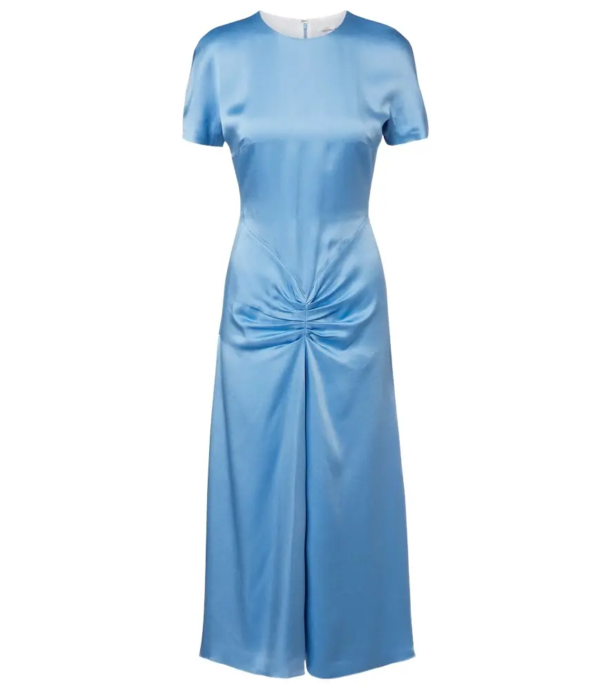 Victoria Beckham Gathered satin midi dress