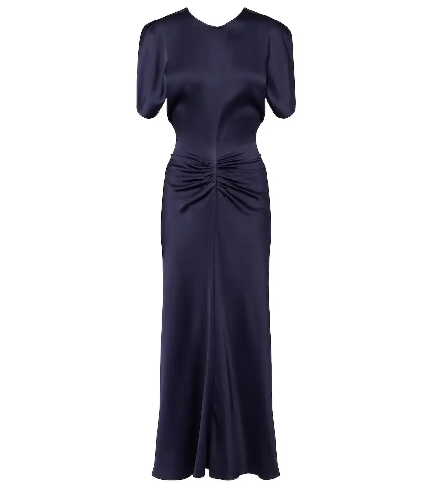 Victoria Beckham Bela gathered satin midi dress