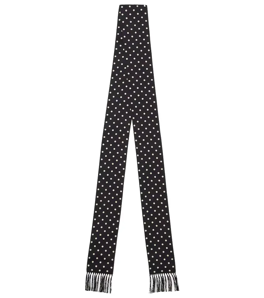 Valentino Fringed polka-dot silk scarf