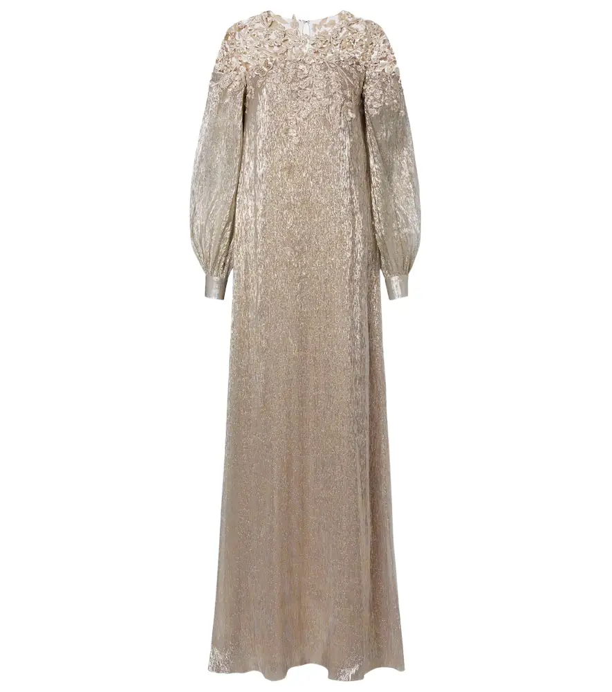 Oscar de la Renta Embellished silk-blend gown