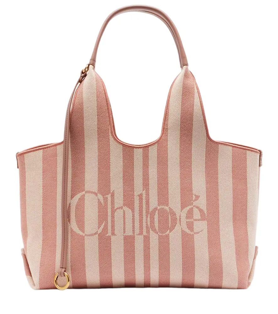 Chloe Chloé Chloé Stripy Large logo canvas tote bag