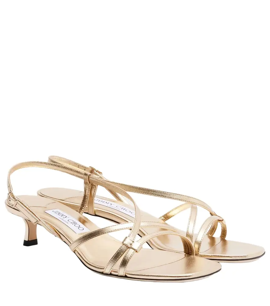 Jimmy Choo Farris metallic leather slingback sandals