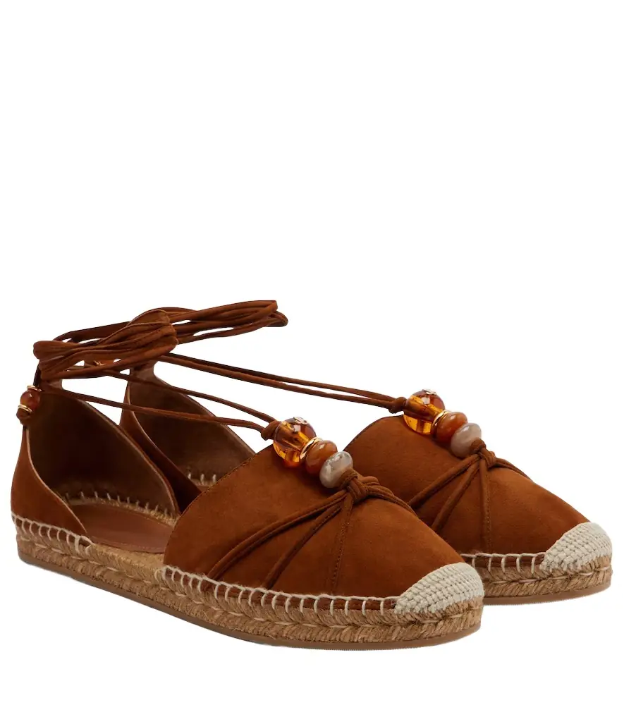 Jimmy Choo Lemi embellished suede espadrilles