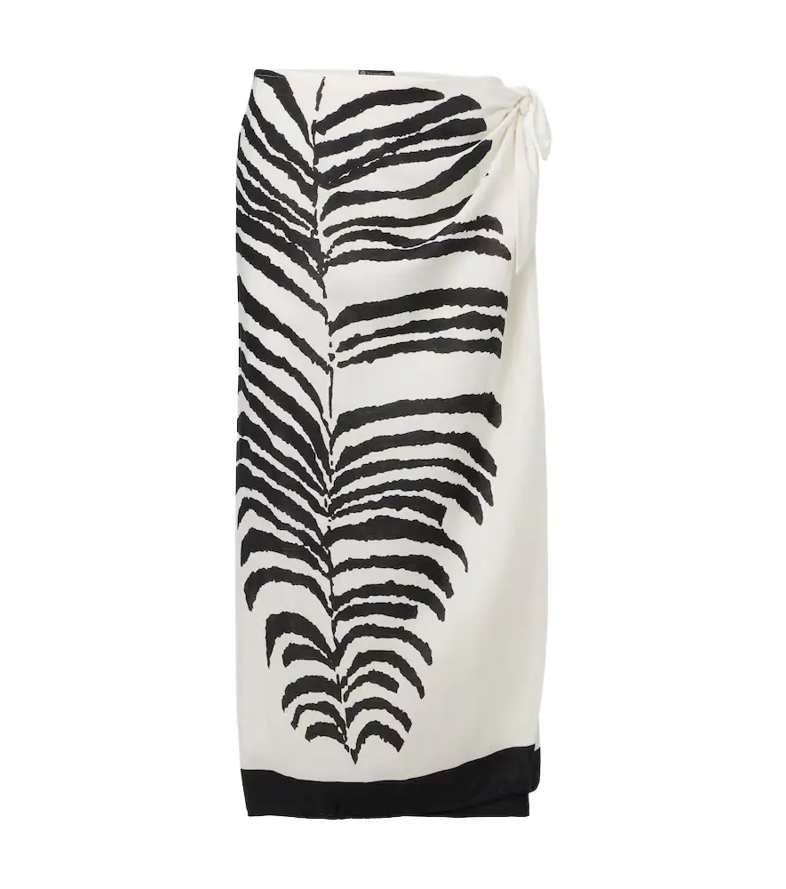 ViX Paula Hermanny Flora zebra-print linen-blend maxi skirt