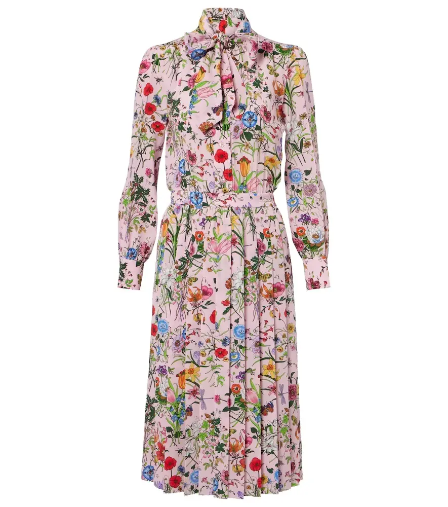 Flora silk shirt dress