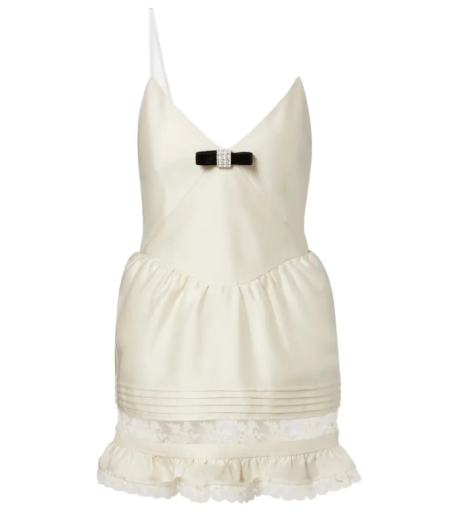 Shushu/Tong ace-trimmed wool and silk minidress