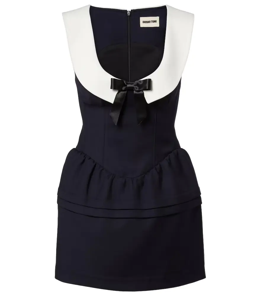 Shushu/Tong Bow-detail wool minidress