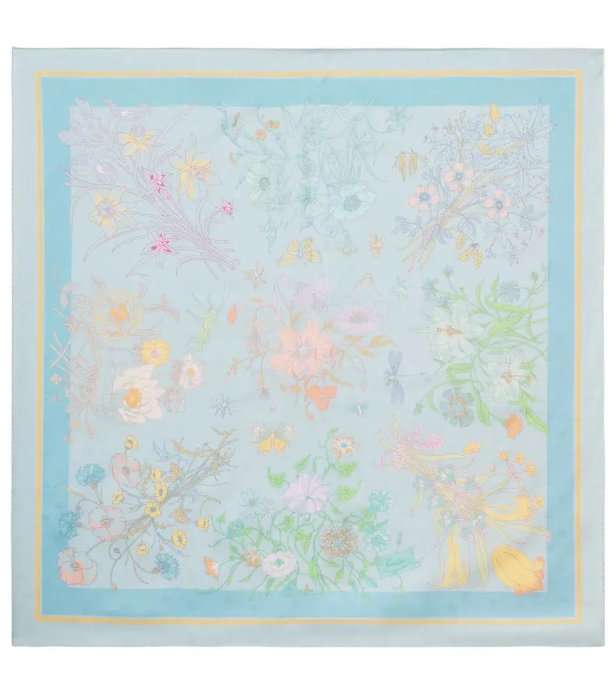 Gucci Floral silk twill scarf