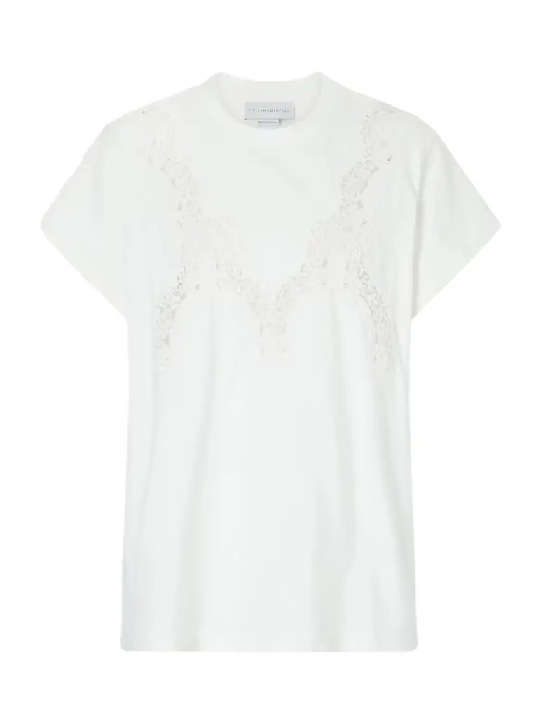 Stella McCartney Lace-trimmed Cotton-jersey T-shirt