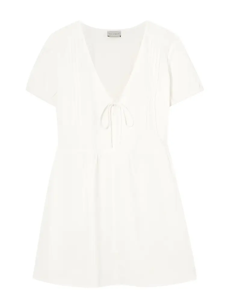 Deiji Studios Pintucked Tie-detailed Organic Cotton Mini Dress