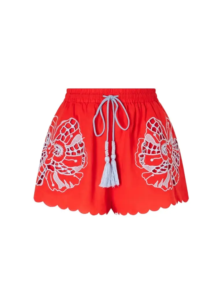 Farm Rio Embroidered Linen-blend Shorts