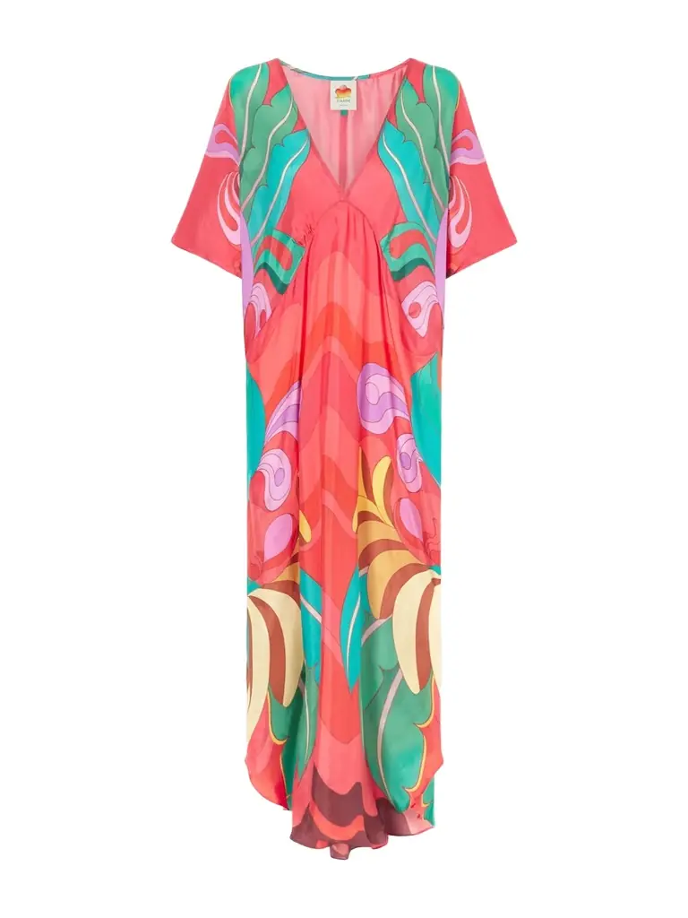 Farm Rio Printed Satin Coverup