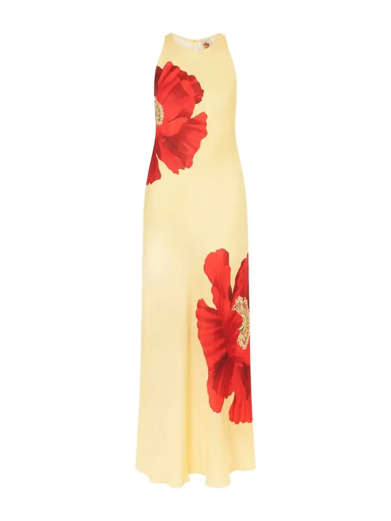 Farm Rio Floral-print Satin Maxi Dress