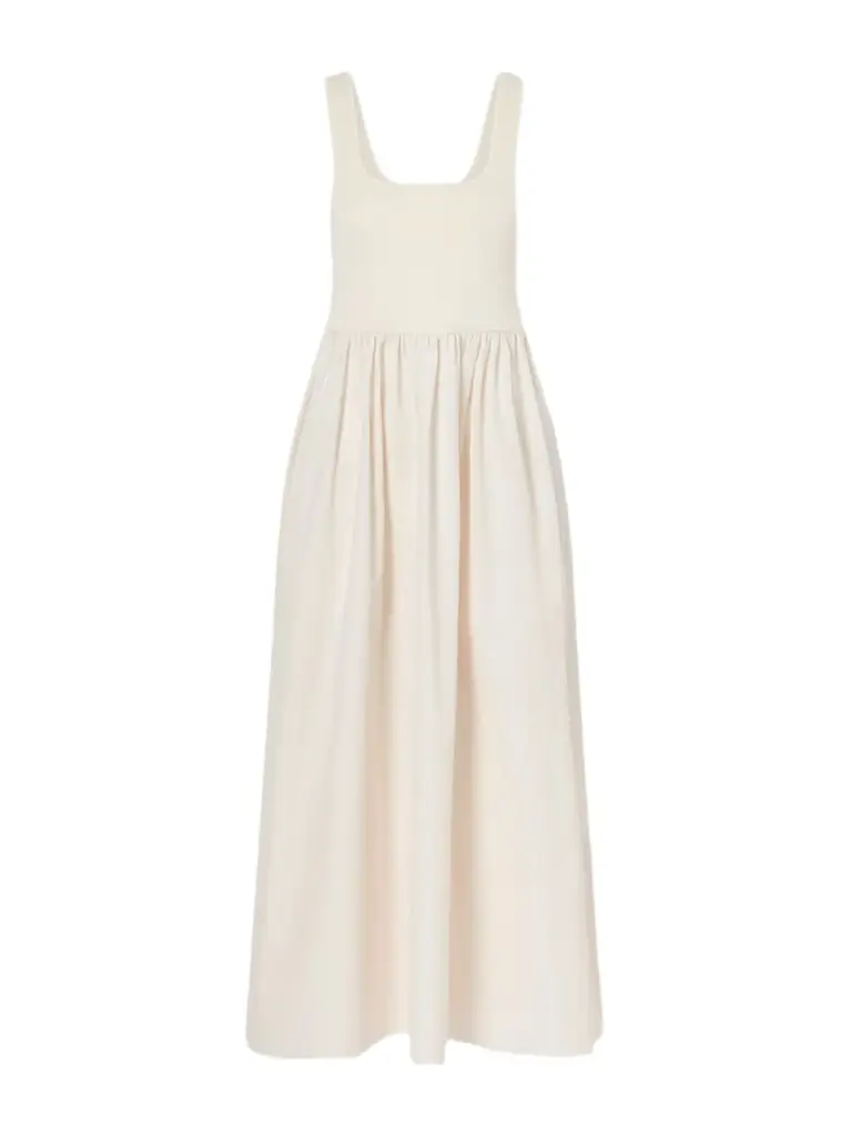 Matteau Cotton-poplin And Stretch-knit Maxi Dress