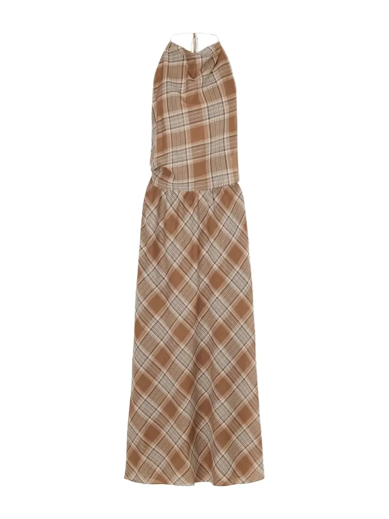 Matteau Layered Checked Cotton-voile Midi Dress