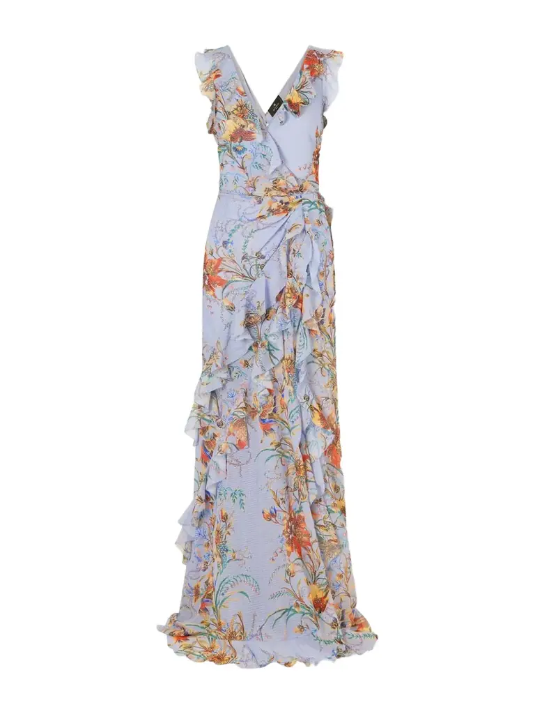 Etro Ruffled Tiered Paisley And Floral-print Satin Maxi Dress