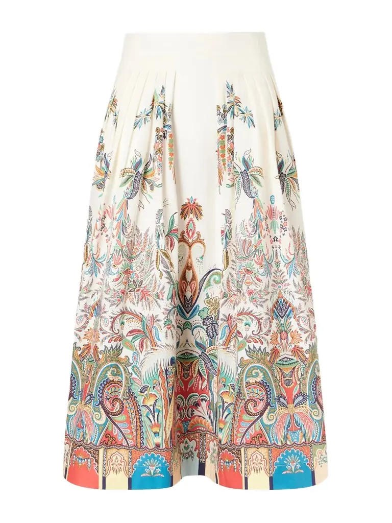 Etro Paisley-print Cotton-poplin Midi Skirt