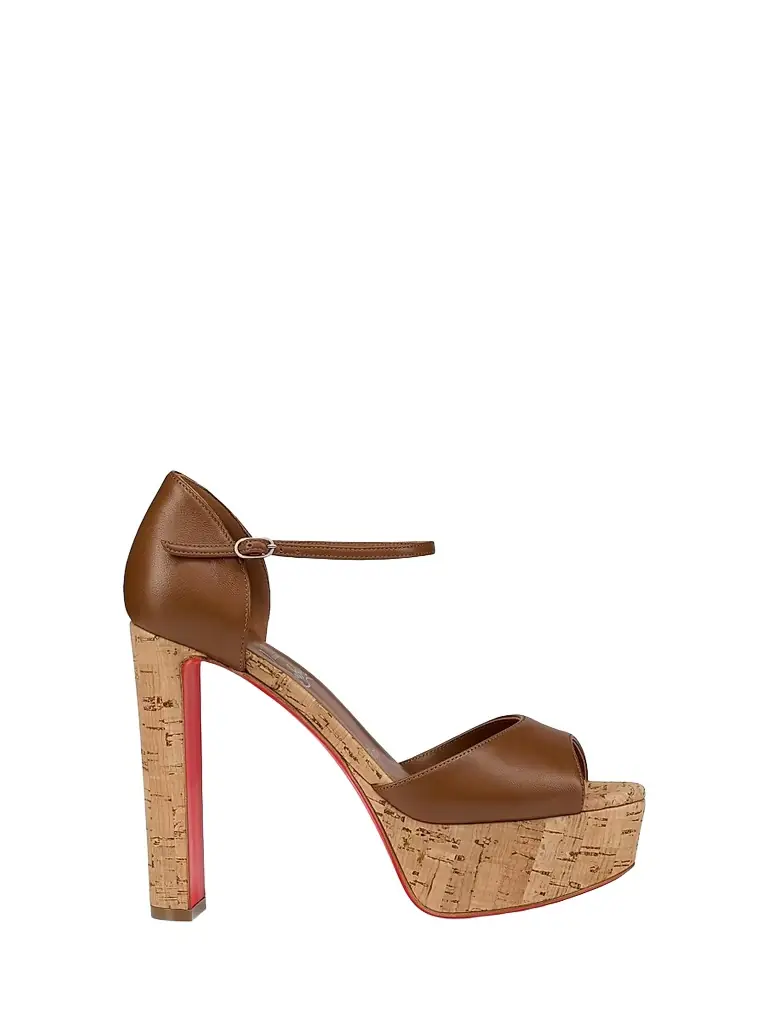 Christian Louboutin Women's Sandaloo 130MM Leather Heels - Cuoio