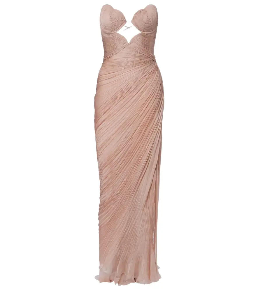 Maria Lucia Hohan Ananda pleated silk muslin bustier gown