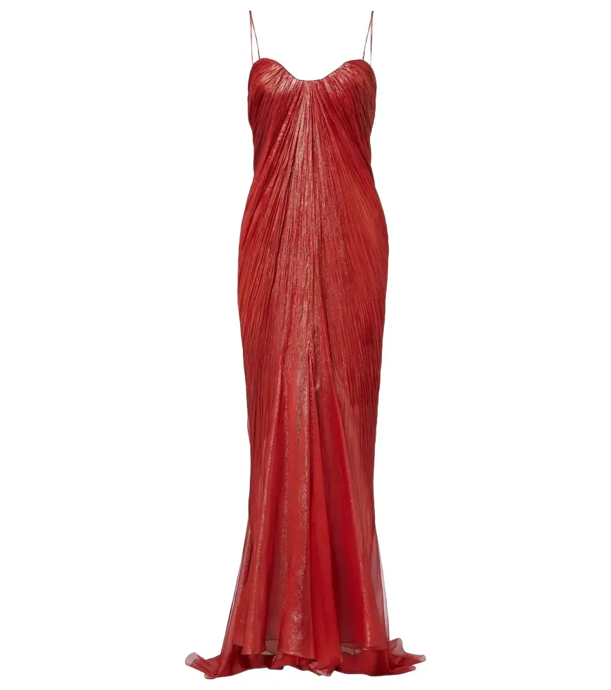 Maria Lucia Hohan Victoria pleated silk muslin bustier gown