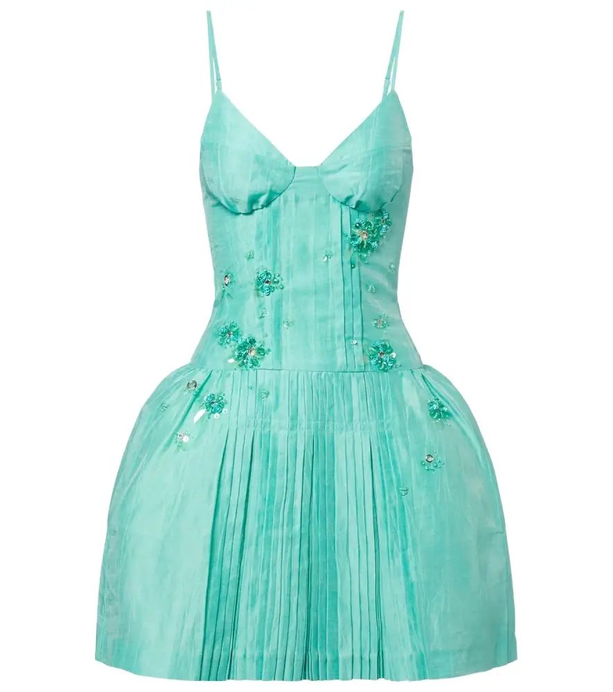 Shushu/Tong Embellished linen-blend minidress