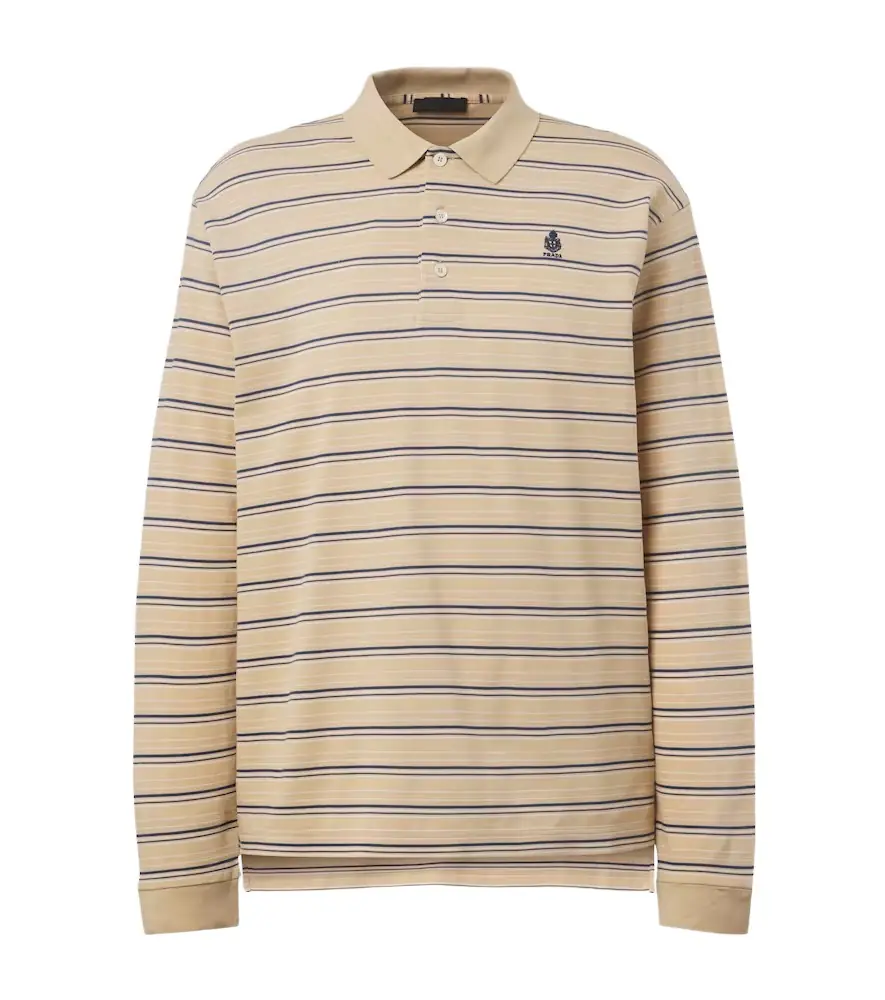 Prada Striped cotton piqué polo shirt