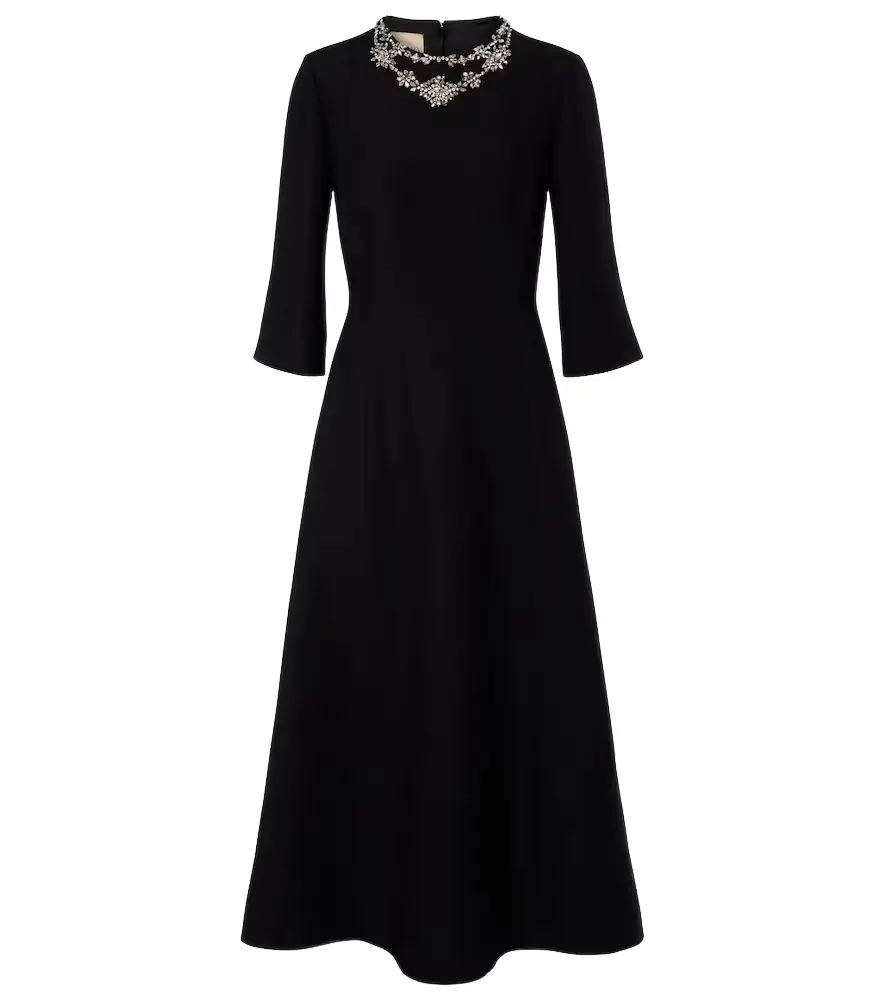 Valentino Crepe Couture embellished midi dress