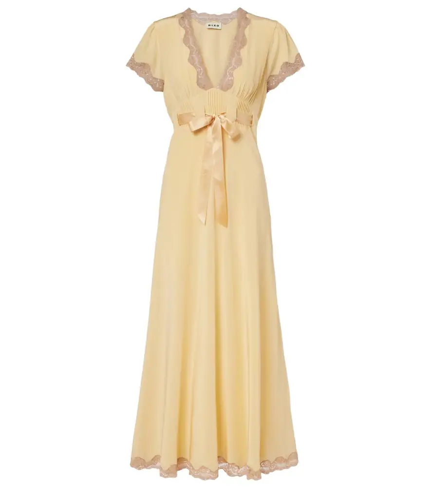 Rixo Marlice lace-trimmed silk maxi dress