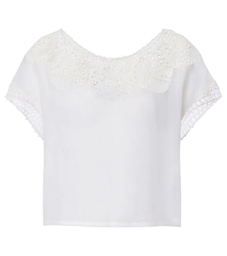 Nili Lotan Caila crochet-trimmed ramie top