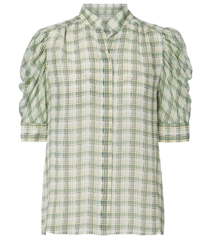 Frame Gillian checked silk blouse