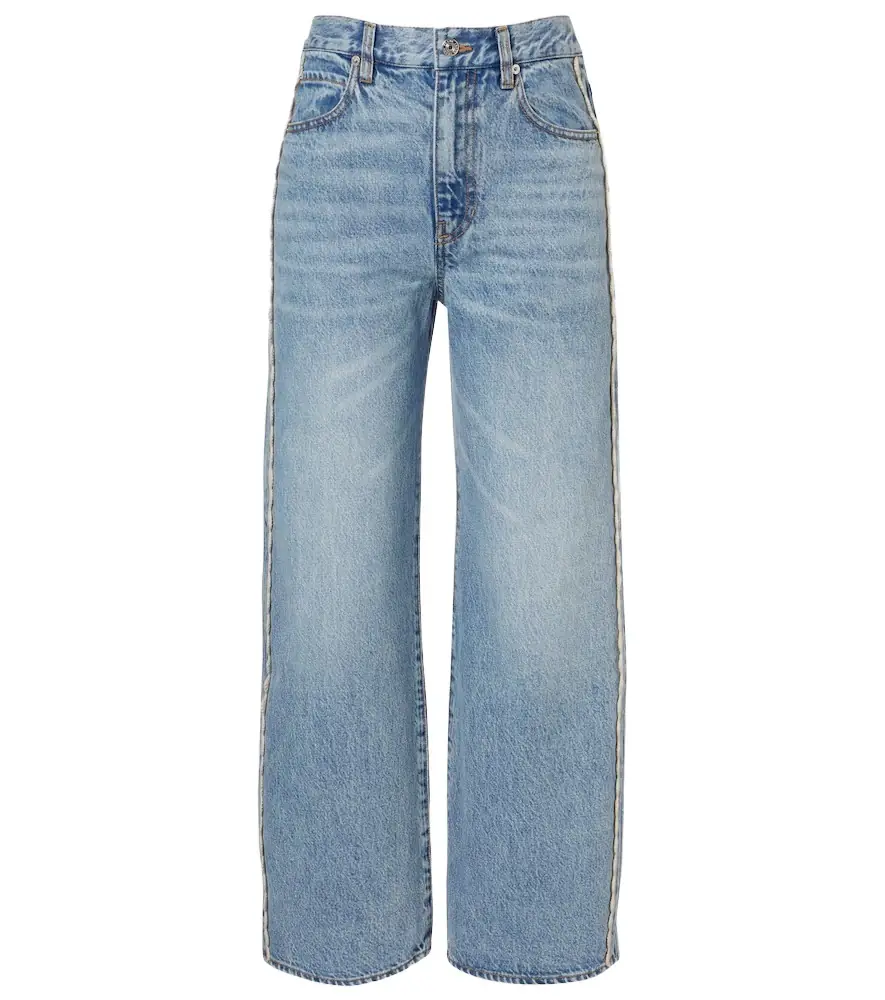Frame Crochet Bow cropped wide-leg jeans