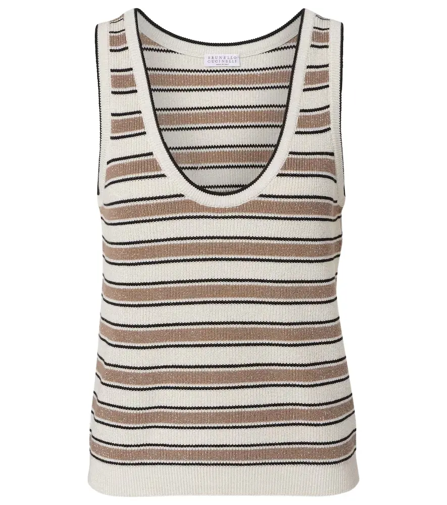 Brunello Cucinelli Striped cotton-blend top