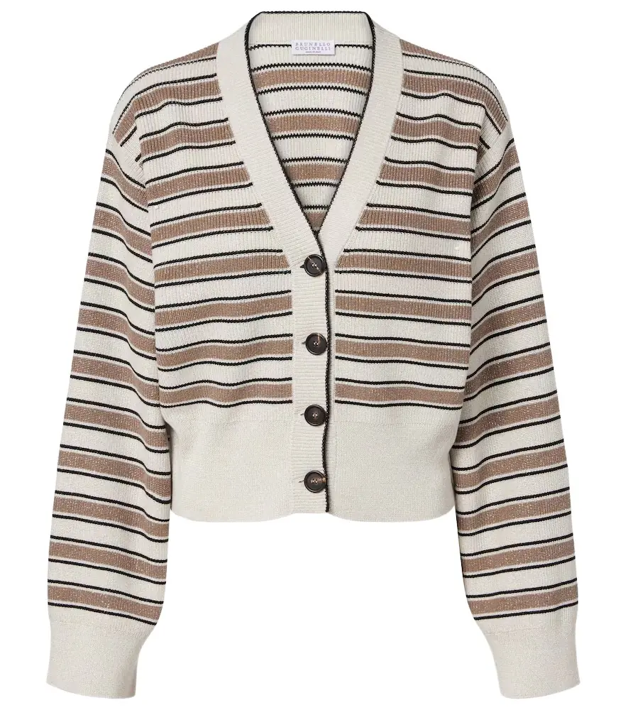 Brunello Cucinelli Striped cotton-blend cardigan