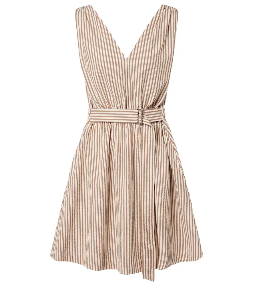 Brunello Cucinelli Striped cotton-blend minidress