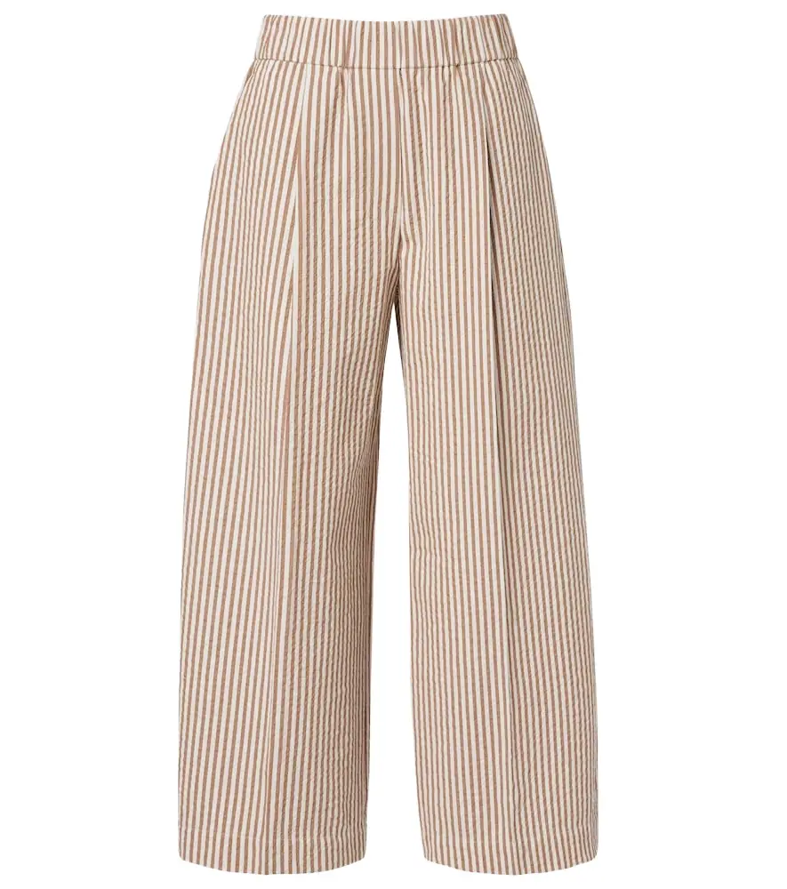 Brunello Cucinelli Striped cotton-blend wide-leg pants