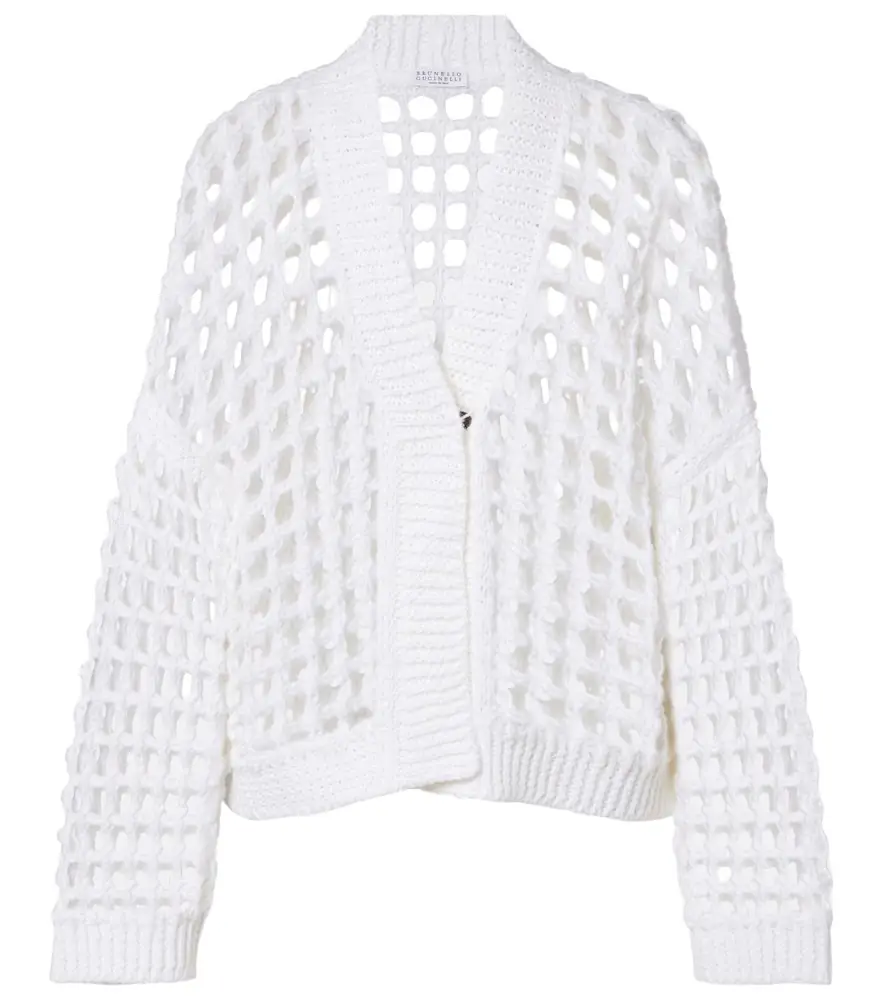 Brunello Cucinelli Open-knit cotton cardigan