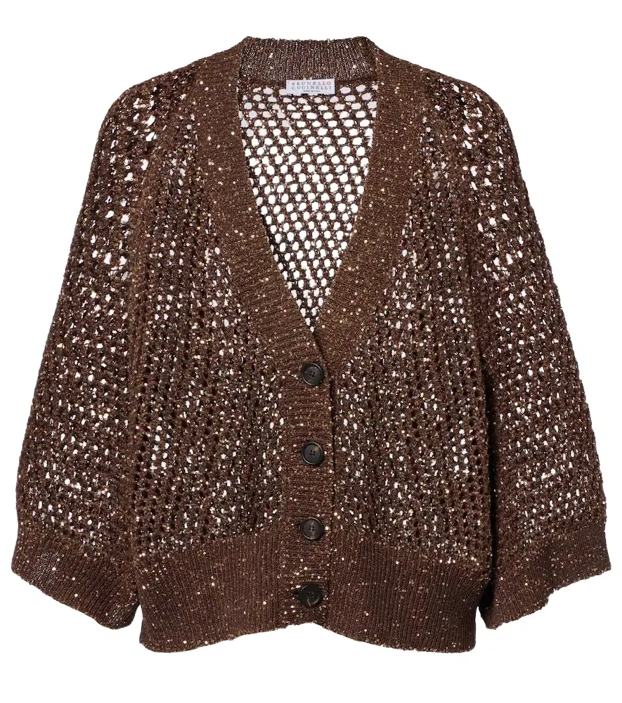 Brunello Cucinelli Open-knit sequined cardigan