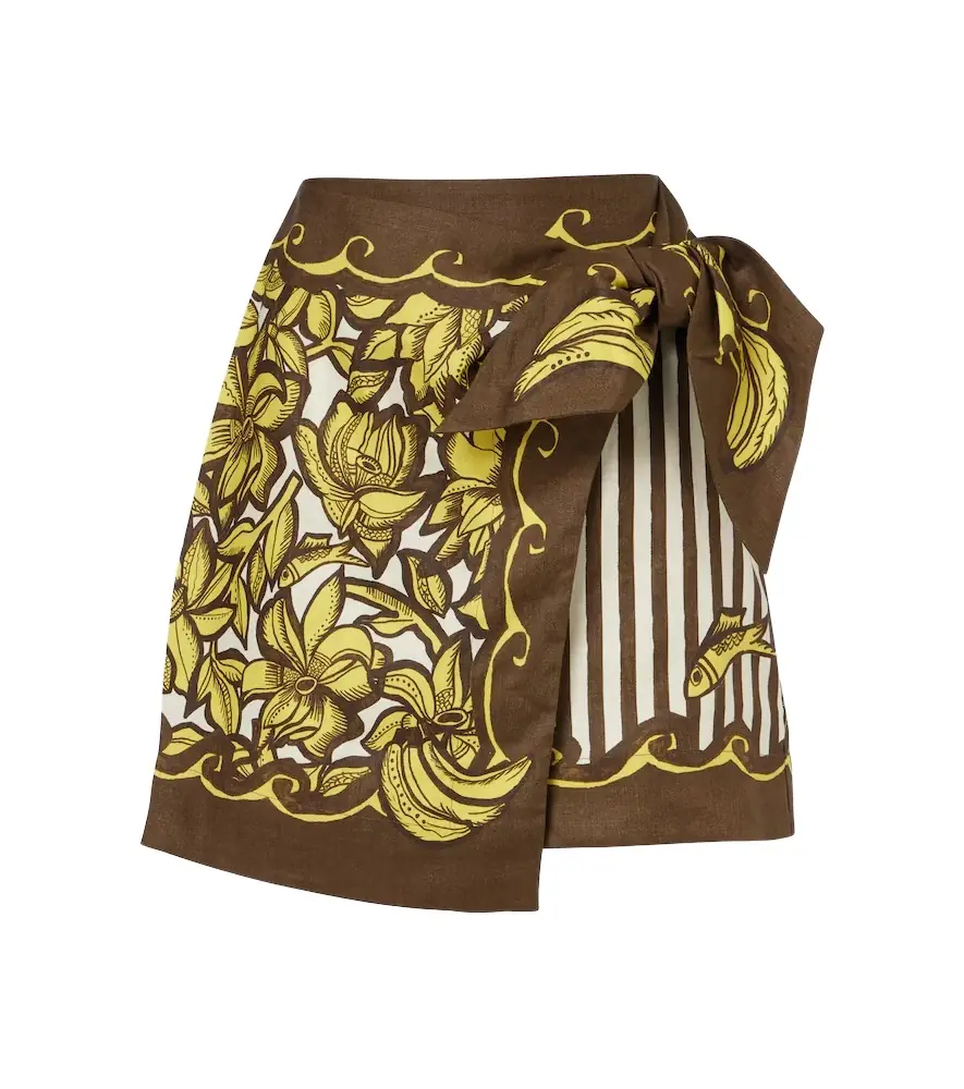 Alemais Alémais Mona printed hemp wrap skirt