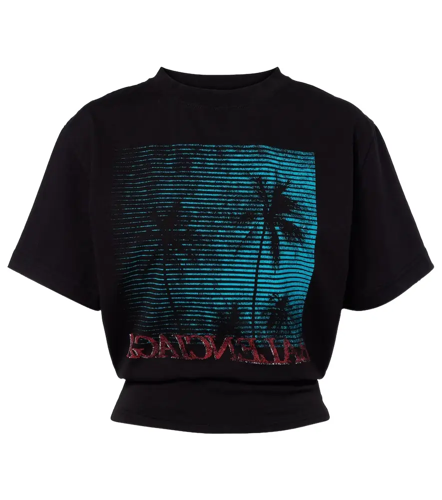 Balenciaga Logo cropped cotton jersey T-shirt