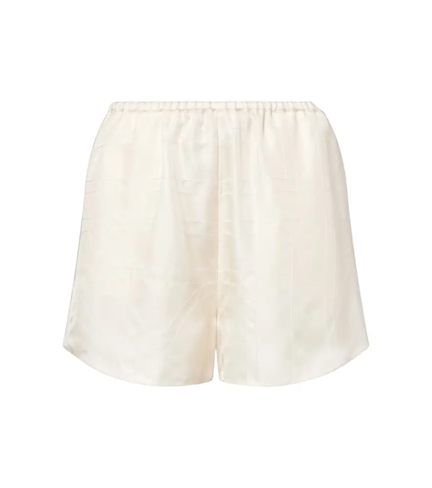 Toteme Embroidered silk satin pajama shorts